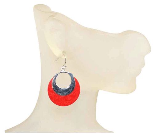 Red Lucite Moon Sterling Silver Earrings