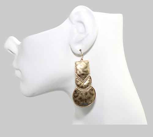 Artisan Hammered Brass Gold Tone Earrings