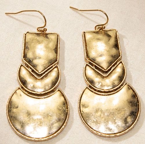 Artisan Hammered Brass Gold Tone Earrings Artisan Hammered Brass Gold Tone Earrings