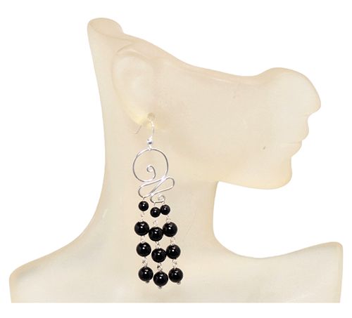 Onyx Ripple Sterling Silver Wave Earrings Onyx Ripple Sterling Silver Wave Earrings