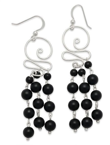 Onyx Ripple Sterling Silver Wave Earrings Onyx Ripple Sterling Silver Wave Earrings