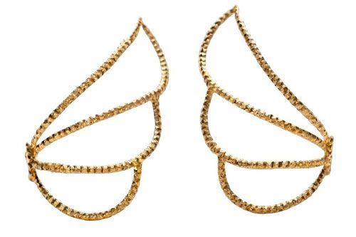 Textured Fan Gold Earrings Textured Fan Gold Earrings