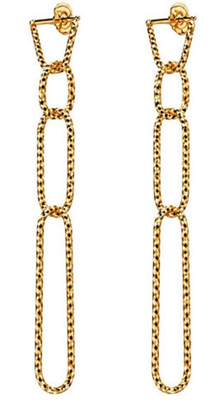 Elongated Gold Link Drop Earrings