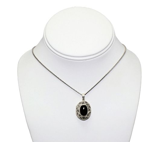 Classic Vintage Locket Marcasite Pendant