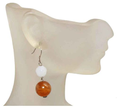 Two-Tone Agate Bead Drop Earrings
