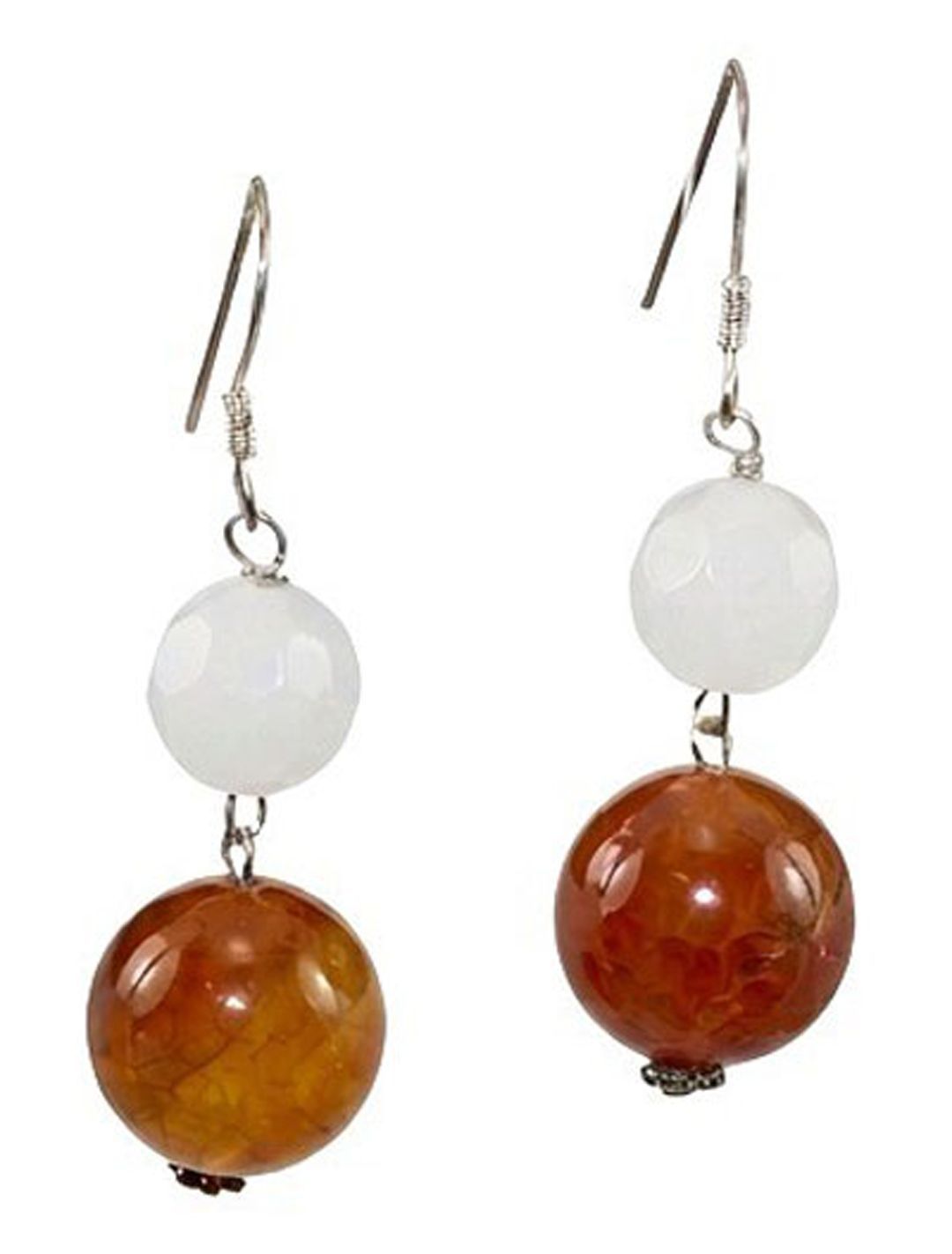 Two-Tone Agate Bead Drop Earrings Two-Tone Agate Bead Drop Earrings