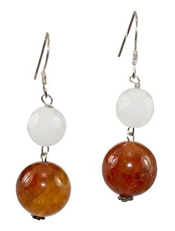 Two-Tone Agate Bead Drop Earrings