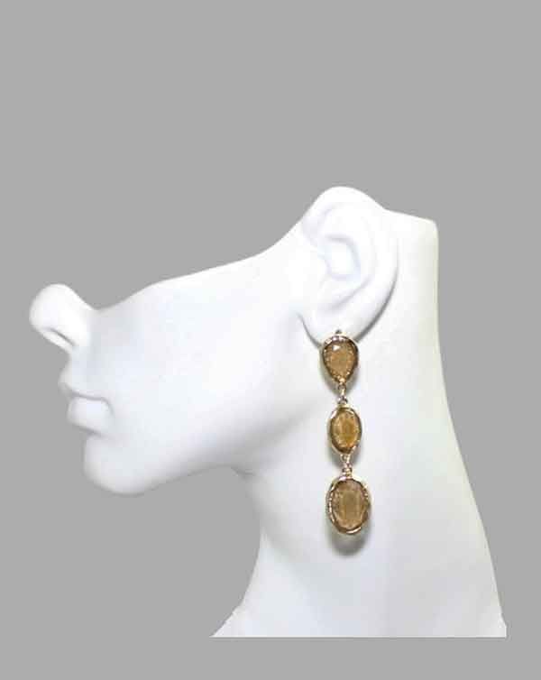 Taupe Triple Drop Earrings Taupe Triple Drop Earrings