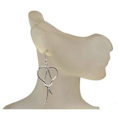 Rope-Edge Heart Sterling Silver Drop Earrings Rope-Edge Heart Sterling Silver Drop Earrings