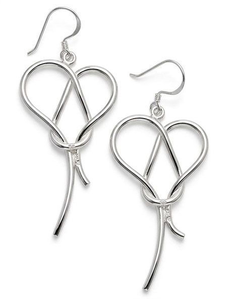 Rope-Edge Heart Sterling Silver Drop Earrings