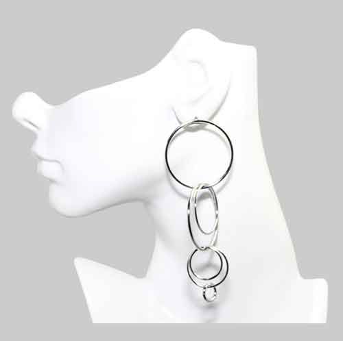Multi-Tiered Round Silver Tone Earrings Multi-Tiered Round Silver Tone Earrings