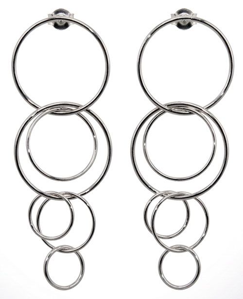 Multi-Tiered Round Silver Tone Earrings Multi-Tiered Round Silver Tone Earrings