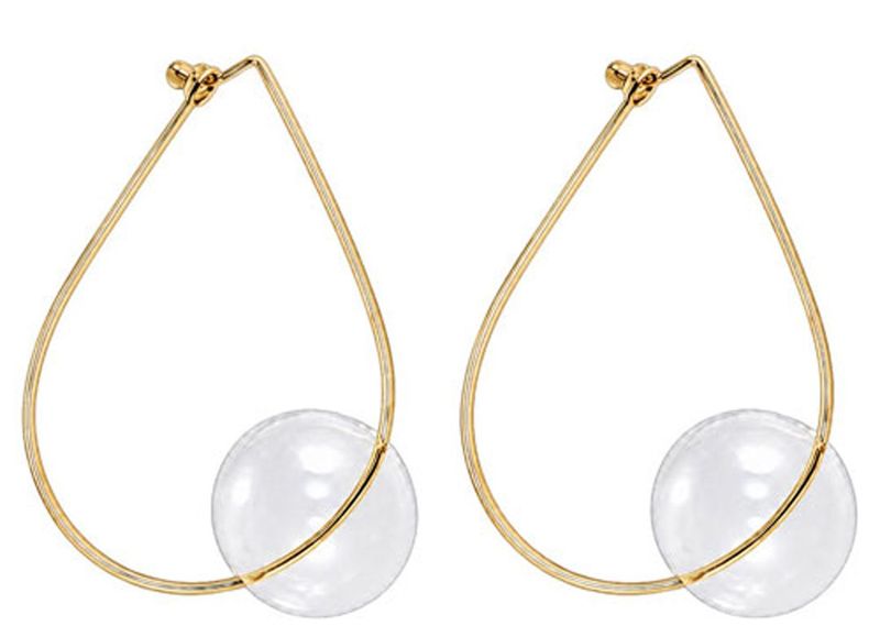 Hollow Glass Gold Teardrop Earrings