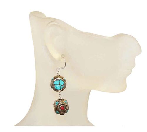 Brass Cube Sterling Silver Drop Earrings Brass Cube Sterling Silver Drop Earrings