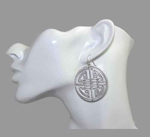 Artisan Hammered Silver Shou Earrings Artisan Hammered Silver Shou Earrings