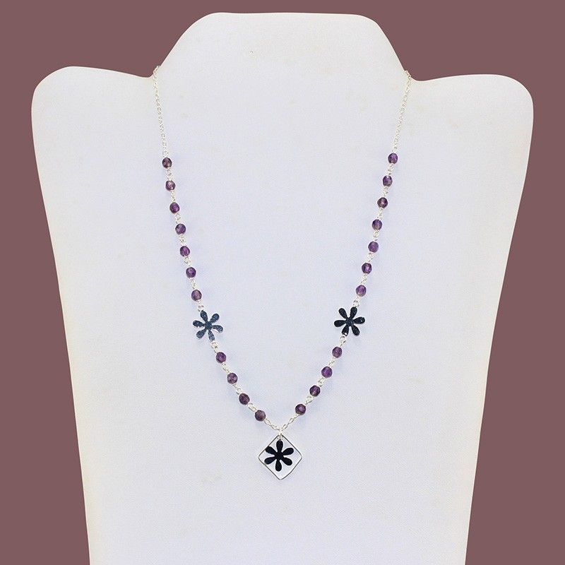 Amethyst Star Accent Beaded Necklace