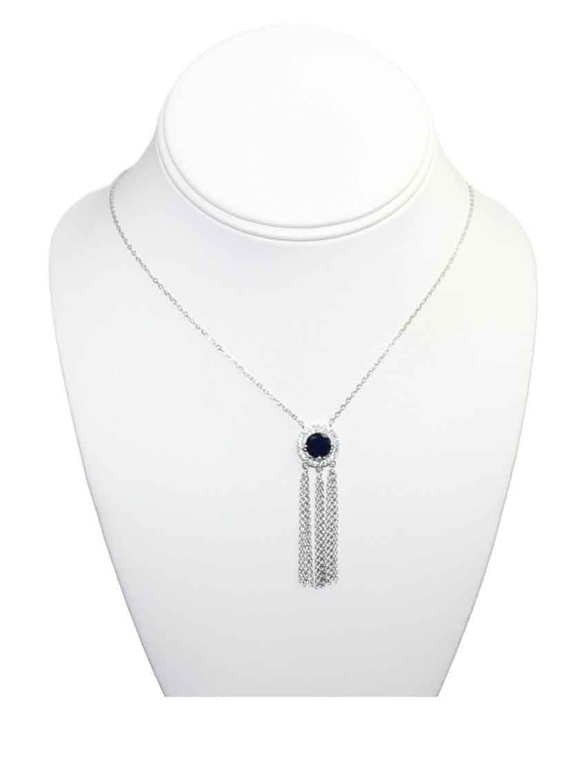 Blue Sapphire CZ Fringe Pendant Necklace Blue Sapphire CZ Fringe Pendant Necklace
