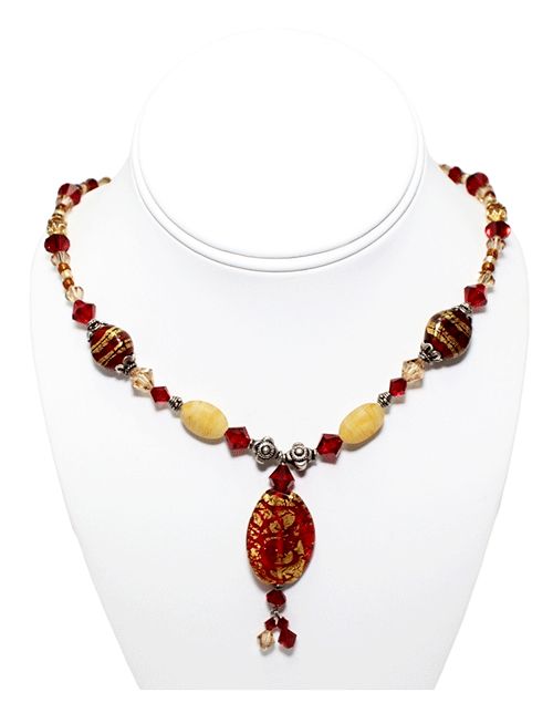 Crystal and Glass Bead Statement Necklace