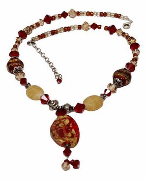 Crystal and Glass Bead Statement Necklace