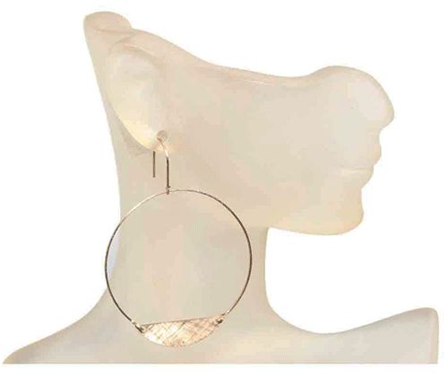 Brushed Gold Circle Bar Hoop Earrings