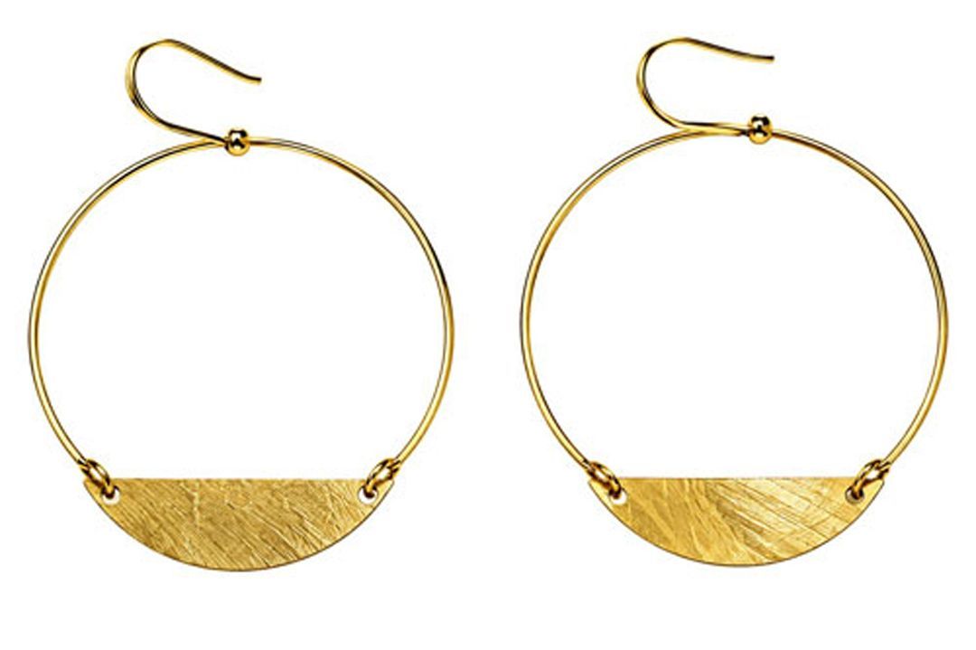 Brushed Gold Circle Bar Hoop Earrings Brushed Gold Circle Bar Hoop Earrings