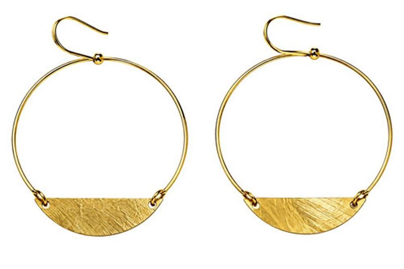 Brushed Gold Circle Bar Hoop Earrings