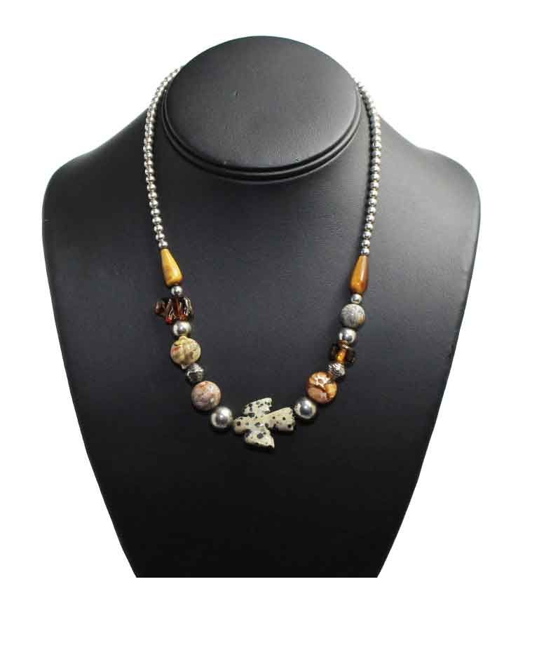 Glass Bead Cross Statement Necklace Glass Bead Cross Statement Necklace