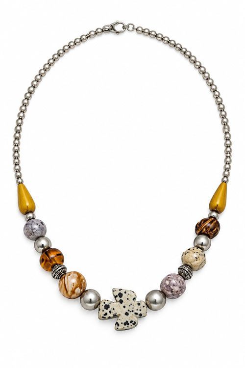 Glass Bead Cross Statement Necklace