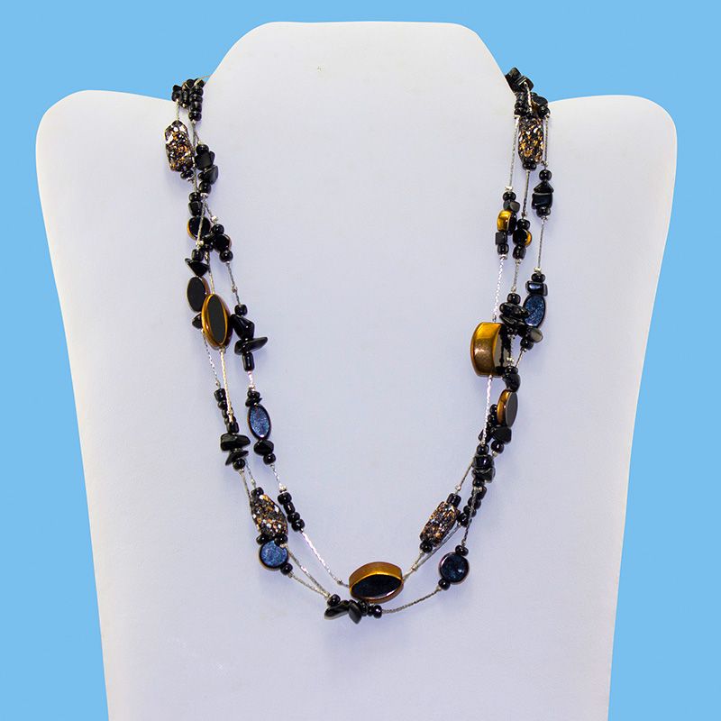 Three-Strand Mixed Media Necklace Three-Strand Mixed Media Necklace