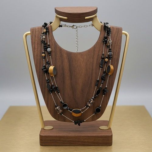 Three-Strand Mixed Media Necklace Three-Strand Mixed Media Necklace