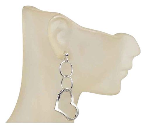 Falling Heart Sterling Silver Post Earrings Falling Heart Sterling Silver Post Earrings