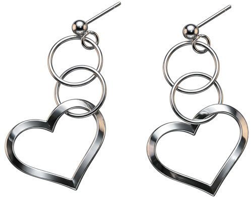 Falling Heart Sterling Silver Post Earrings