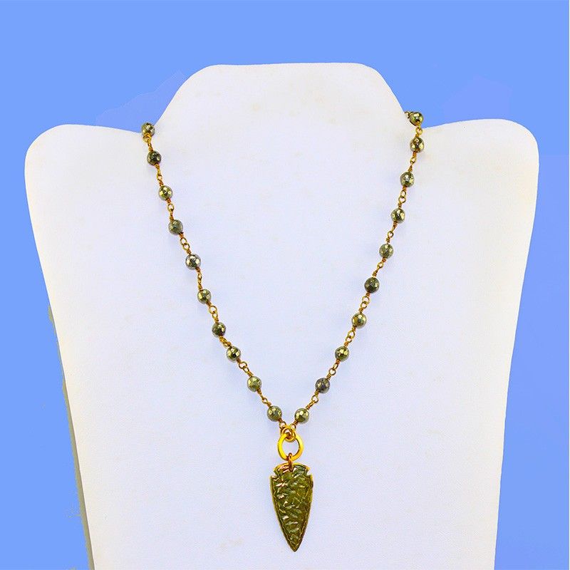 Pyrite Arrowhead Pendant Necklace