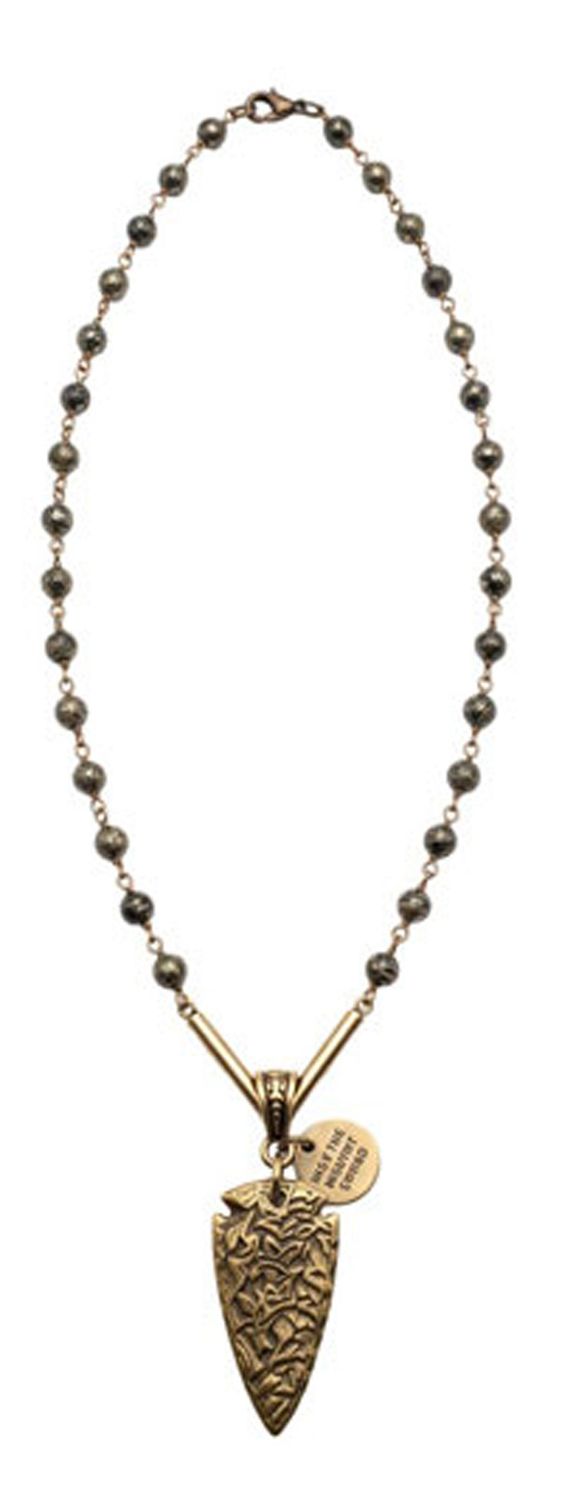 Pyrite Arrowhead Pendant Necklace