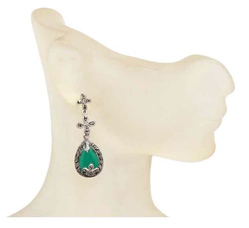 Agate Marcasite Dimension Sterling Silver Earrings Agate Marcasite Dimension Sterling Silver Earrings
