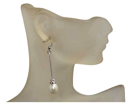 Marcasite Freshwater Pearl Sterling Silver Earrings Marcasite Freshwater Pearl Sterling Silver Earrings