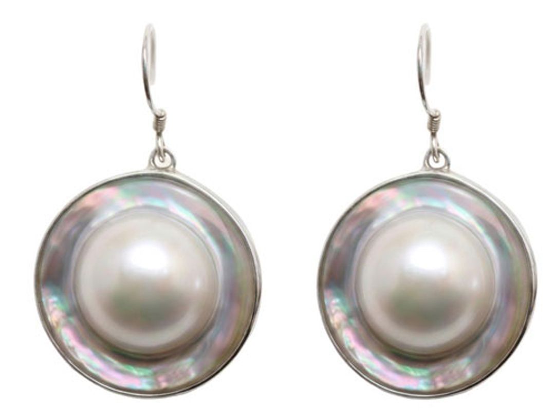 Mabe Blister Pearl Disc Earrings Mabe Blister Pearl Disc Earrings
