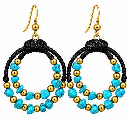 Wrapped  Reconstructed Turquoise  Earrings