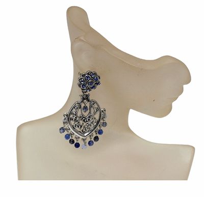 Artisan Blue Beaded Clip-On Earrings