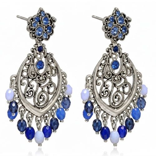 Artisan Blue Beaded Clip-On Earrings Artisan Blue Beaded Clip-On Earrings