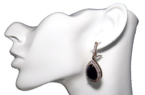 Black Onyx & Crystal Sterling Silver Earrings Black Onyx & Crystal Sterling Silver Earrings