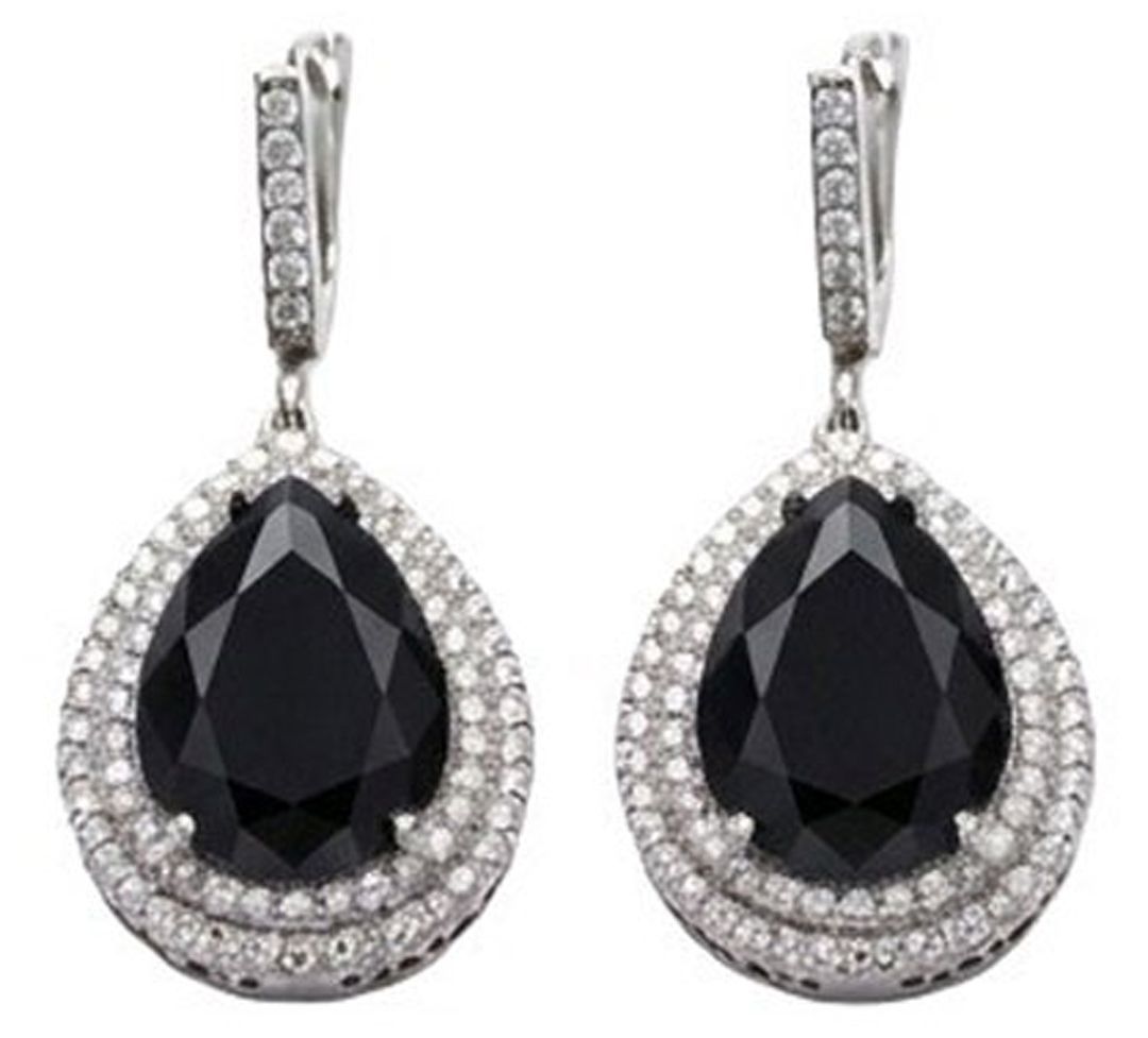 Black Onyx & Crystal Sterling Silver Earrings Black Onyx & Crystal Sterling Silver Earrings