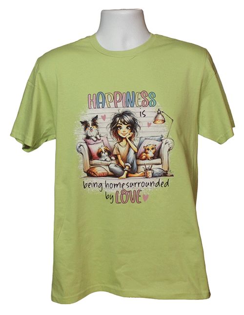 Inspirational Happiness Is Being Home Surrounded by Love Graphic Tee Inspirational Happiness Is Being Home Surrounded by Love Graphic Tee