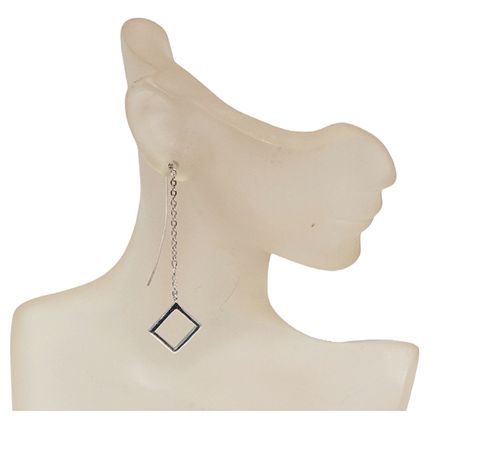 Floating Square Sterling Silver Threader Earrings Floating Square Sterling Silver Threader Earrings
