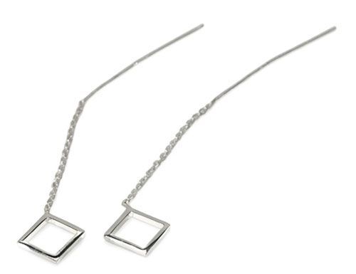 Floating Square Sterling Silver Threader Earrings Floating Square Sterling Silver Threader Earrings