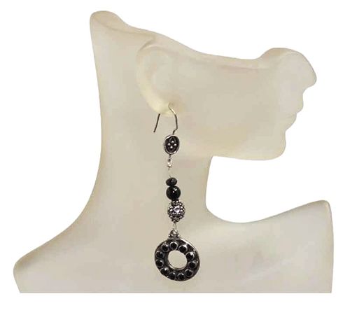 Noir Bead Cascade Sterling Silver Earrings