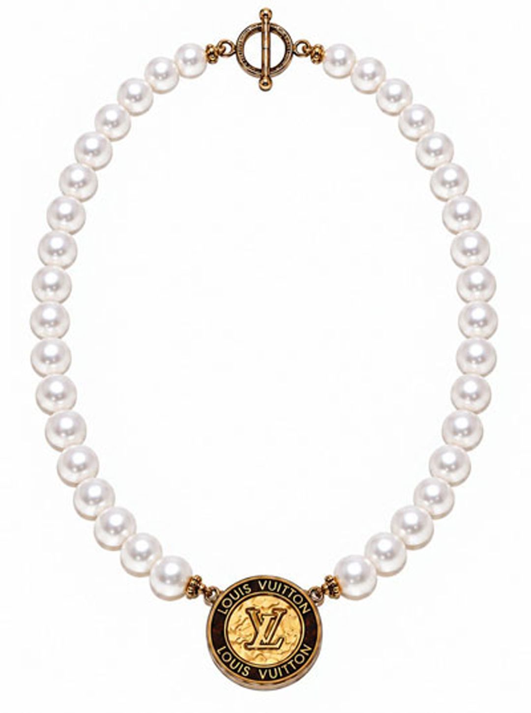 Louis Vuitton & White Cultured Pearl Medallion Necklace Louis Vuitton & White Cultured Pearl Medallion Necklace
