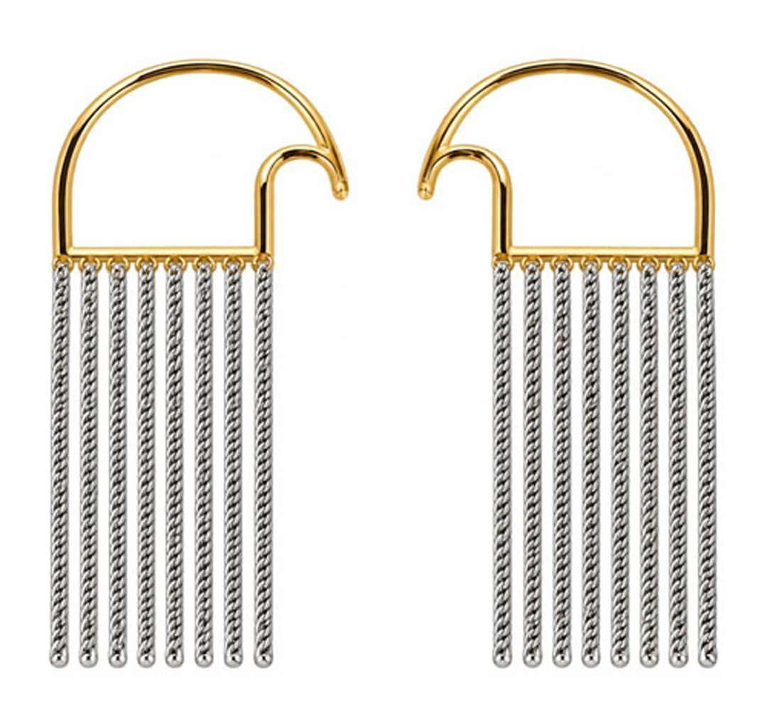 Gold & Sterling Silver Fringe Earrings- Large