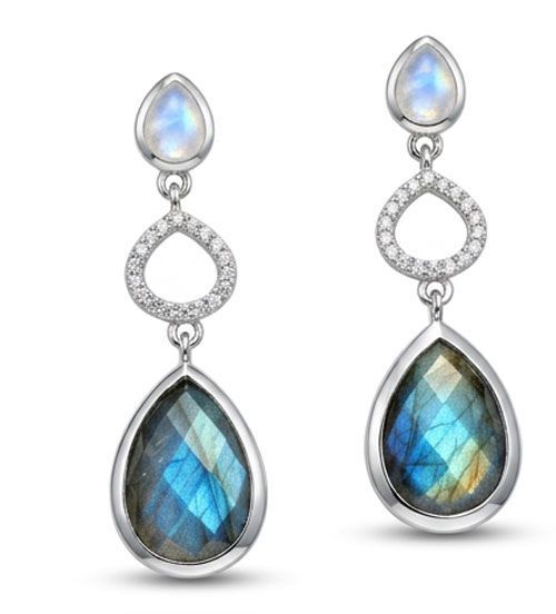 Midnight Crescent Sterling Silver Stud Earrings