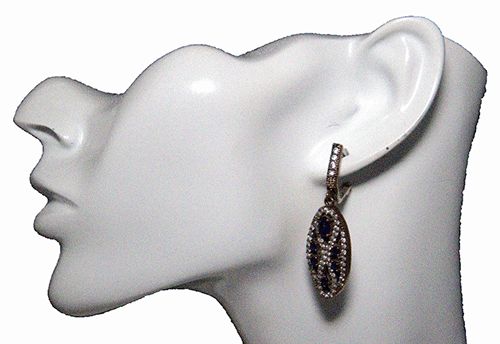 Crystal & Onyx Beaded Sterling Silver Earrings Crystal & Onyx Beaded Sterling Silver Earrings